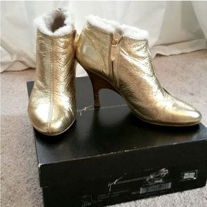 (DONATED) gold leather Giuseppe Zanotti booties